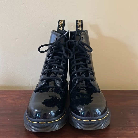 Dr. Martens Shiny Black Combat Boots - Picture 2 of 7